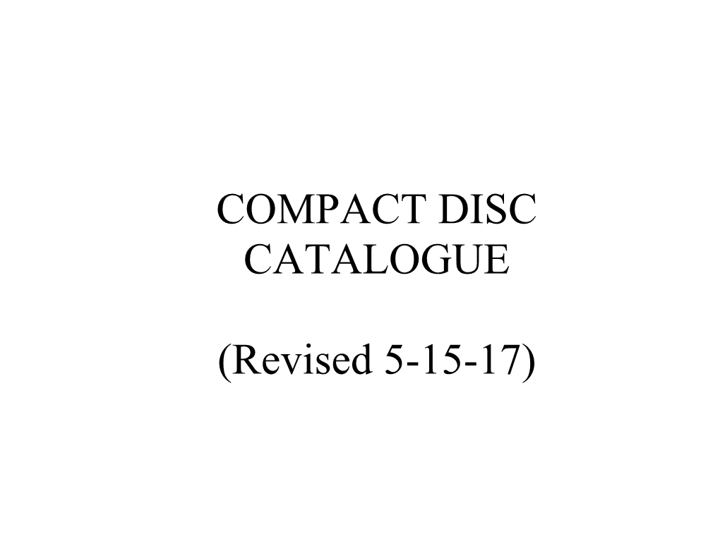 Compact Disc Catalogue