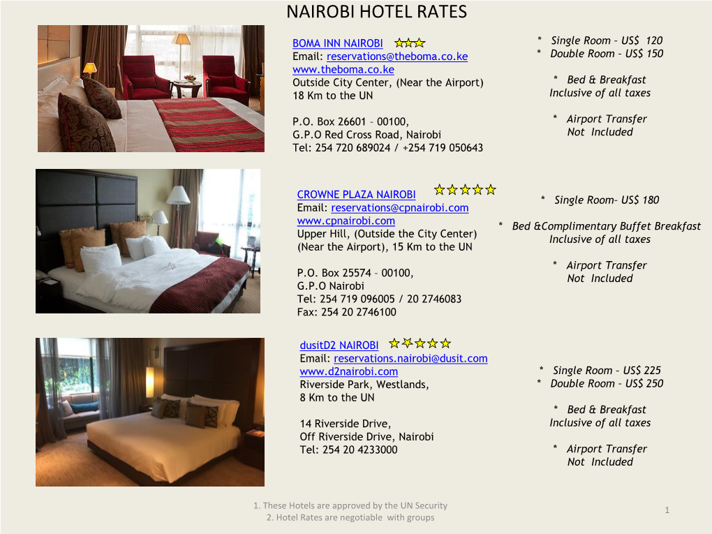 Nairobi Hotel Rates