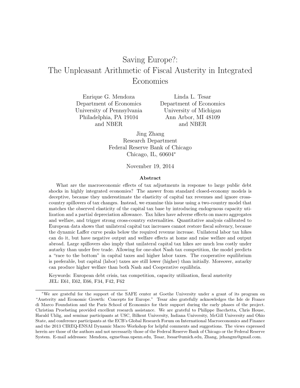 The Unpleasant Arithmetic of Fiscal Austerity in Integrated Economies