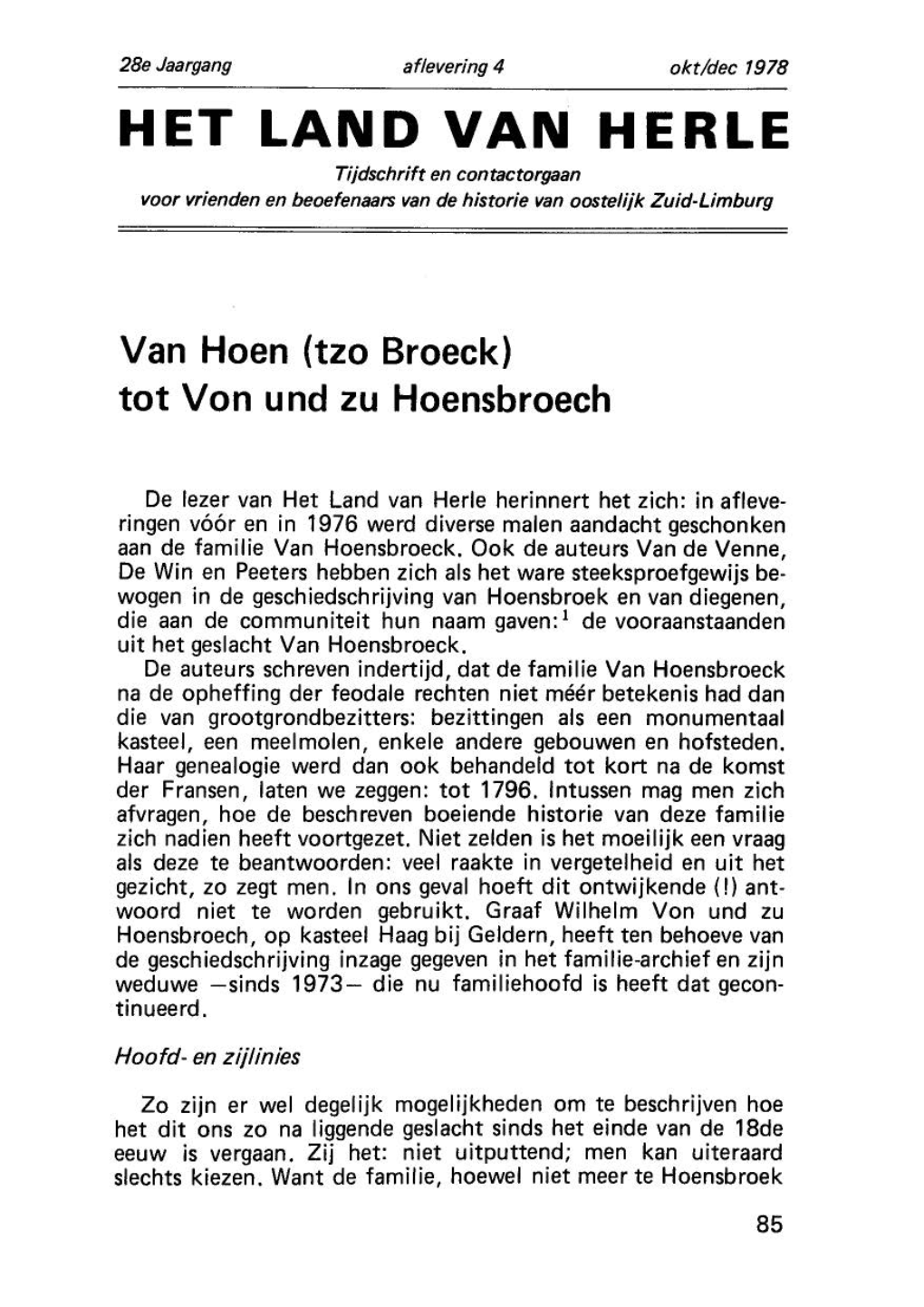 Van Hoen (Tzo Broeck) Tot Von Und Zu Hoensbroech