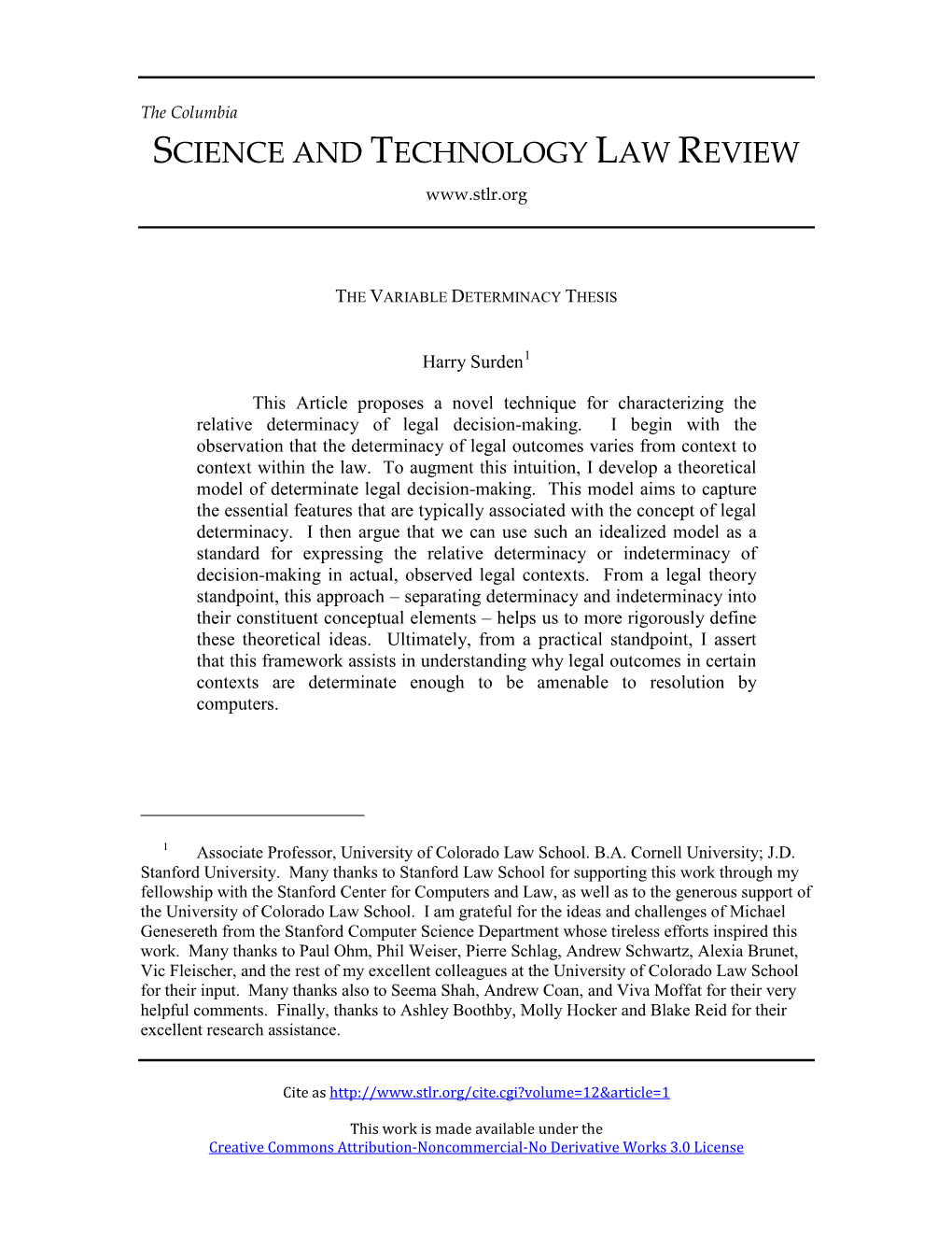 Science and Technology Law Review