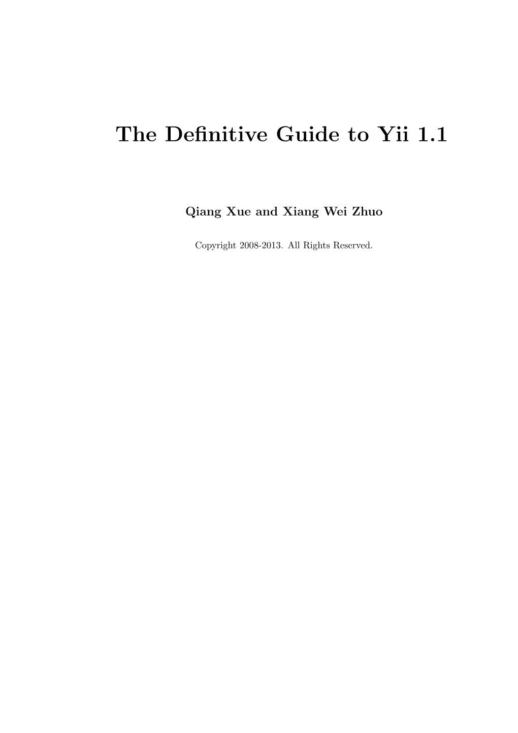 The Definitive Guide to Yii