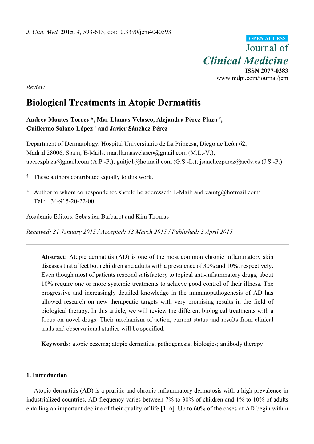 Biological Treatments in Atopic Dermatitis