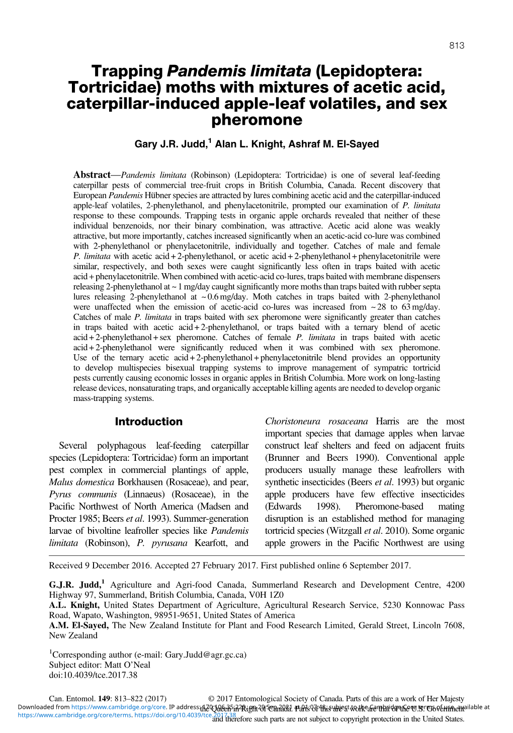 Moths with Mixtures of Acetic Acid, Caterpillar-Induced Apple-Leaf Volatiles, and Sex Pheromone