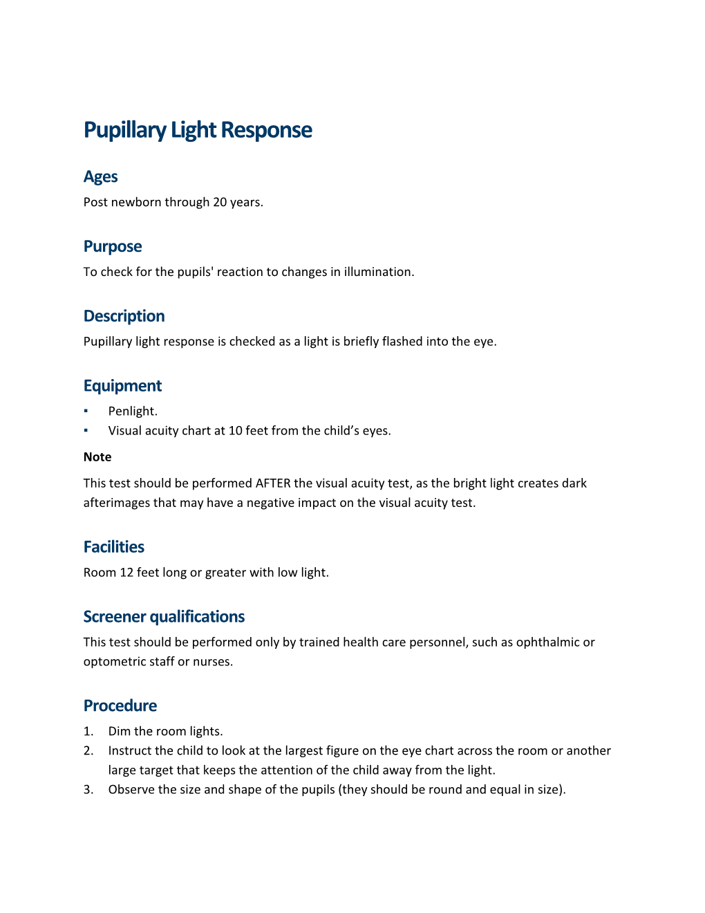 Pupillary Light Response