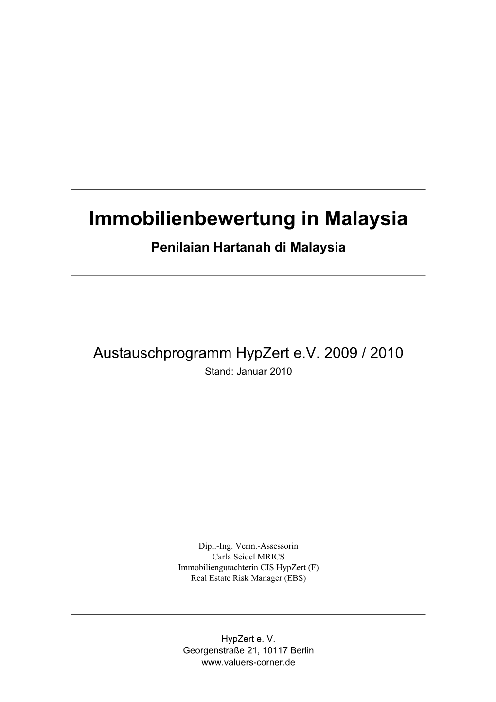 Immobilienbewertung in Malaysia Penilaian Hartanah Di Malaysia