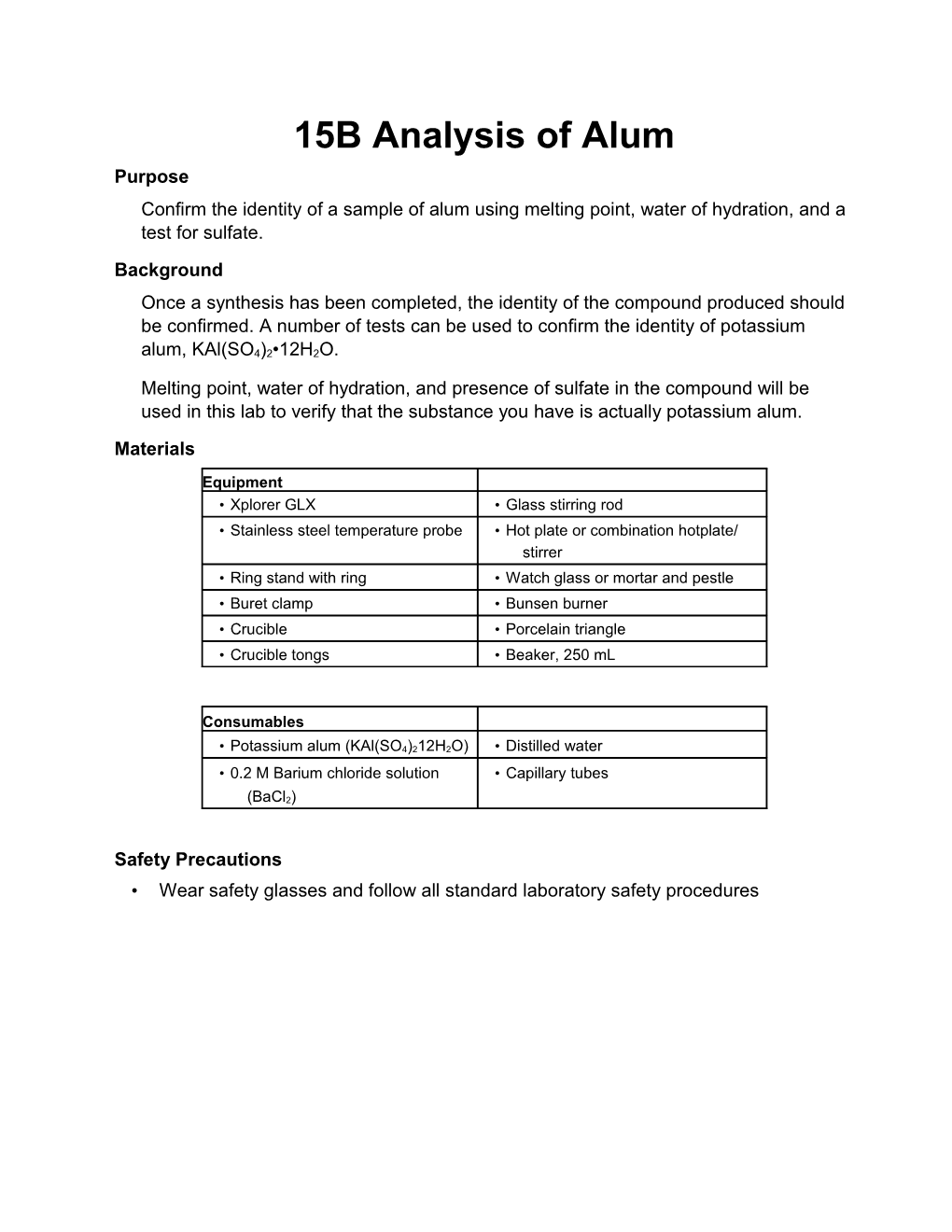 15B Analysis of Alum