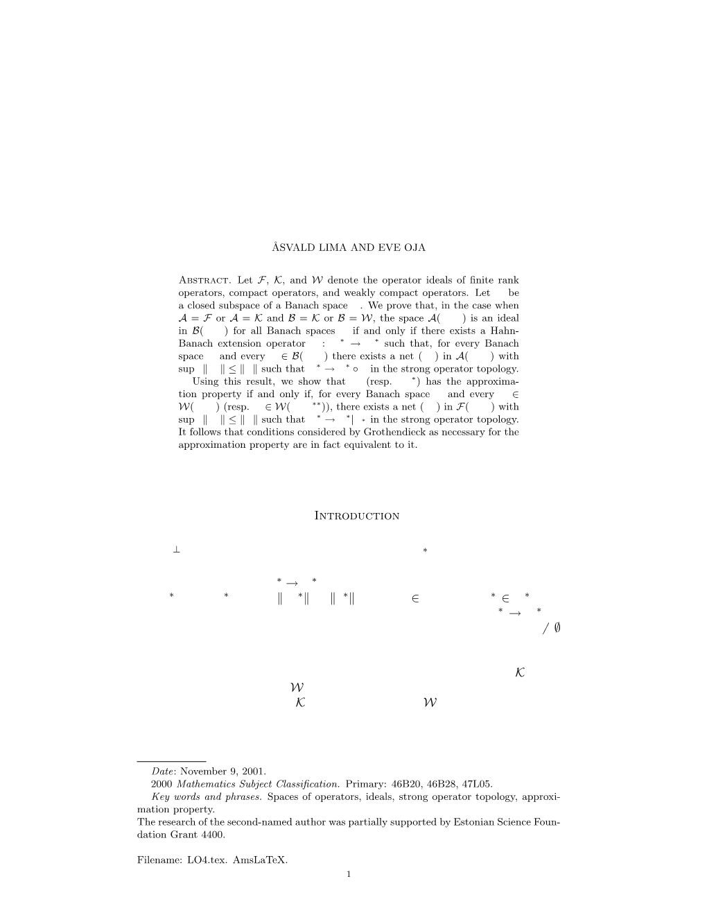 Ideals of Operators, Approximability in the Strong Operator Topology, and the Approximation Property