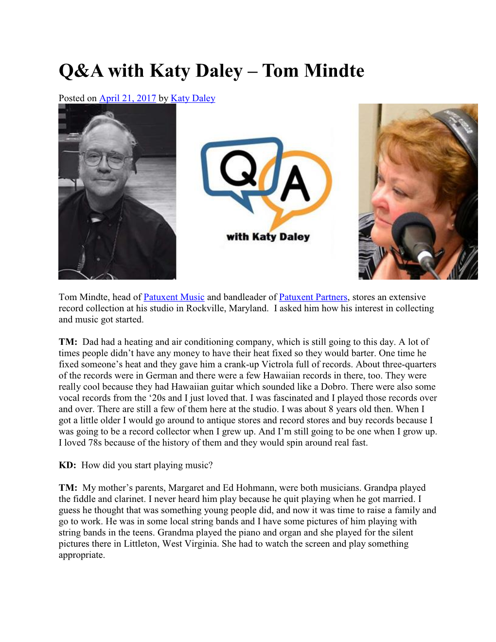 Q&A with Katy Daley – Tom Mindte