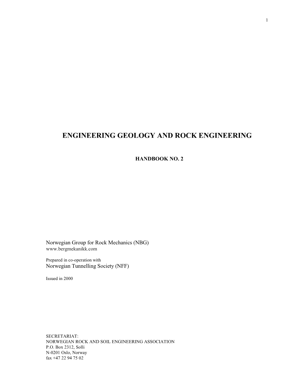 Handbook on Engineering Geology and Rock Mechanics