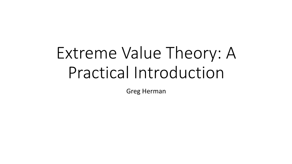 Extreme Value Theory: an Introduction