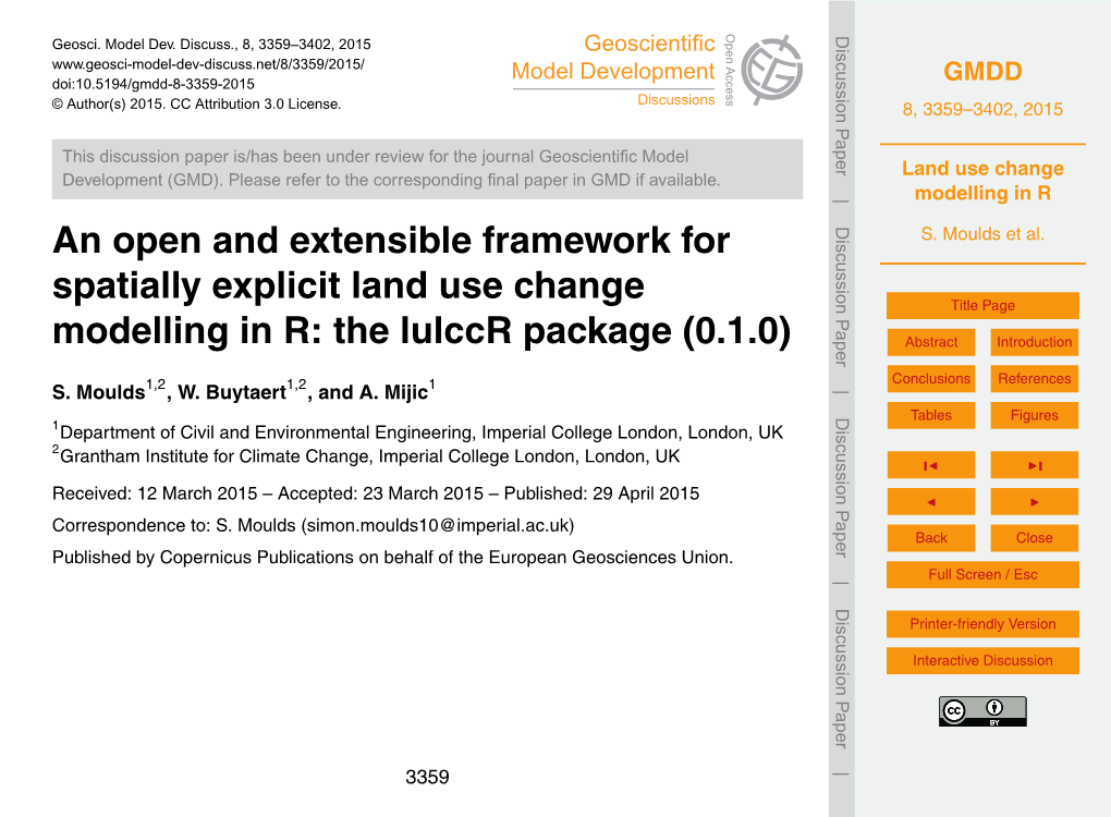 Land Use Change Modelling in R