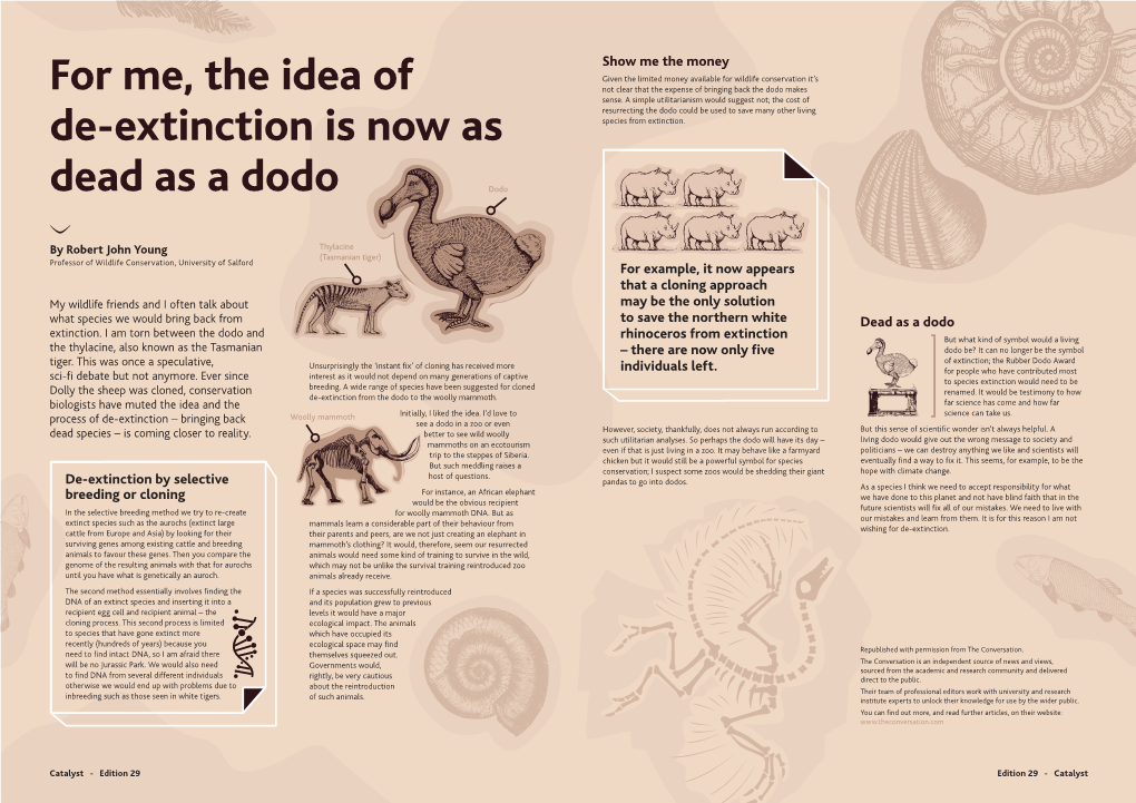 For Me, the Idea of De-Extinction Is Now As Dead As a Dodo