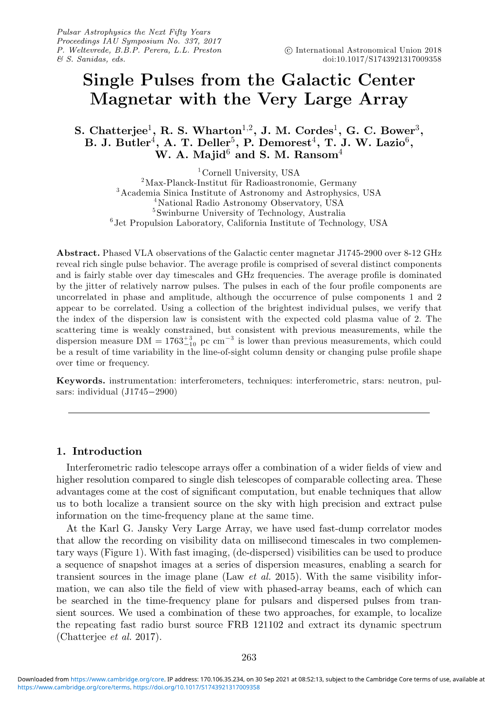 Single Pulses from the Galactic Center Magnetar with the Very Large Array