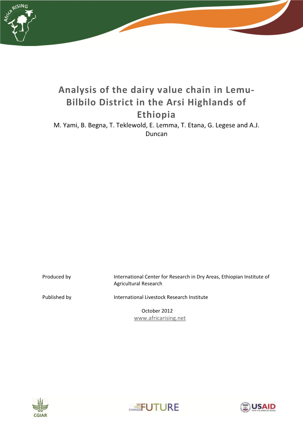 Analysis of the Dairy Value Chain in Lemu-Bilbilo District in the Arsi