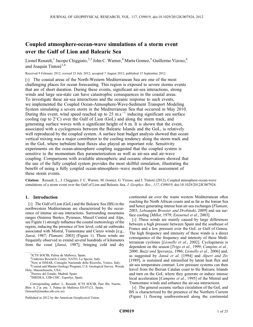 Coupled Atmosphereoceanwave Simulations of a Storm Event Over the Gulf of Lion and Balearic