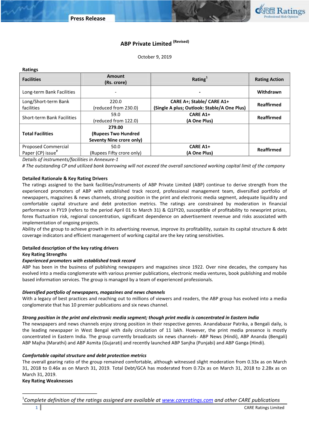 Press Release ABP Private Limited