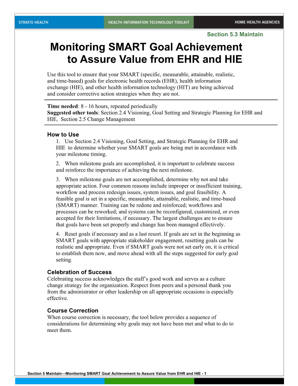 5 Monitoring SMART Goal Achievement to Assure Value from EHR and HIE