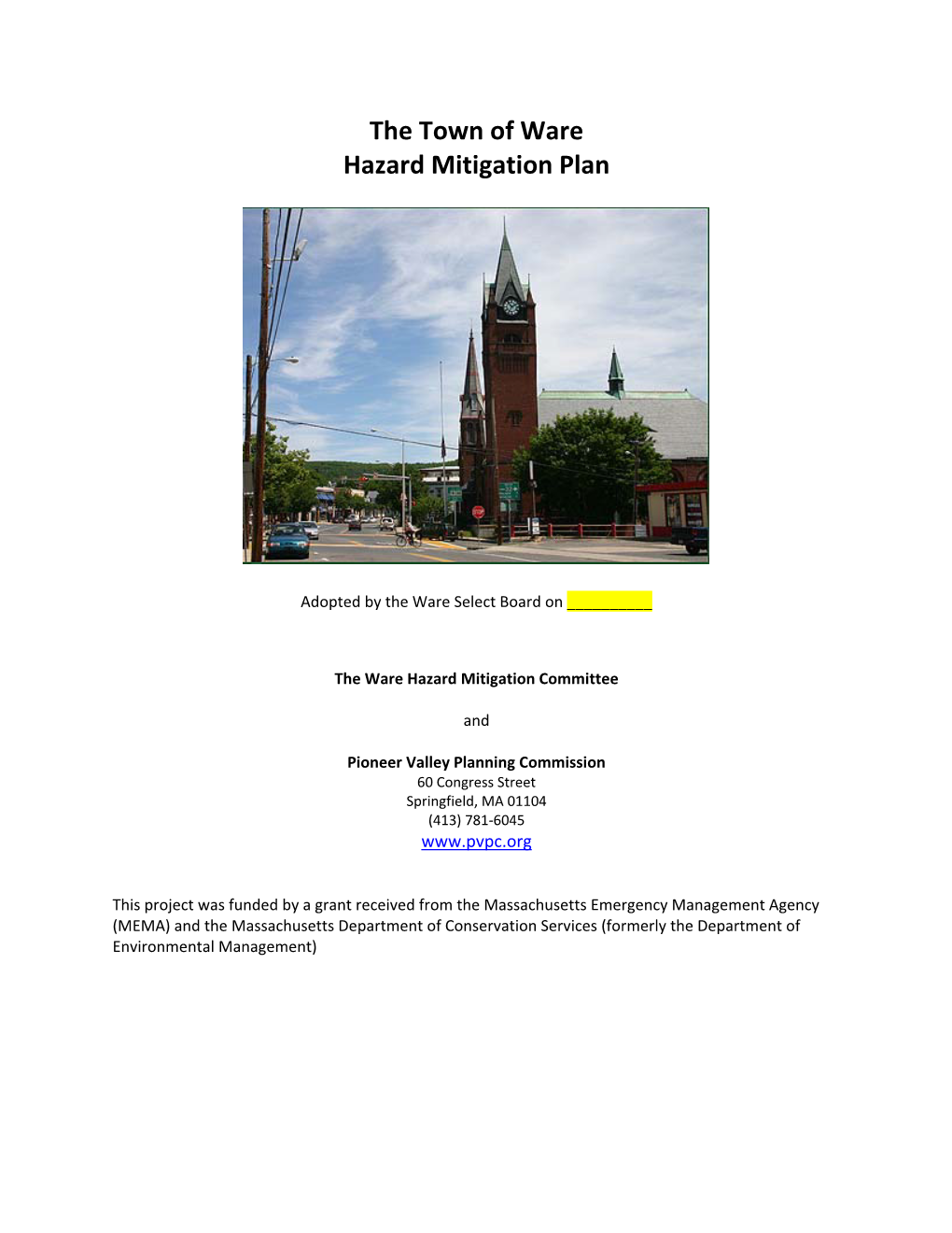 The Town of Ware Hazard Mitigation Plan