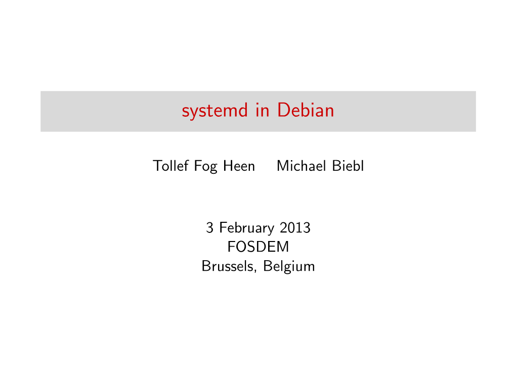 Systemd in Debian