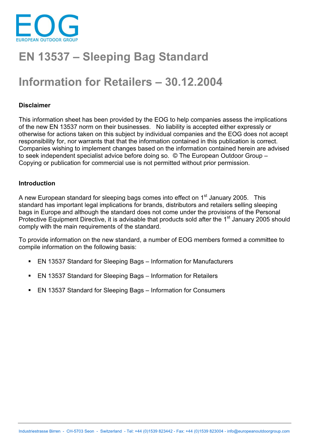 EN13537 Info for Retailers
