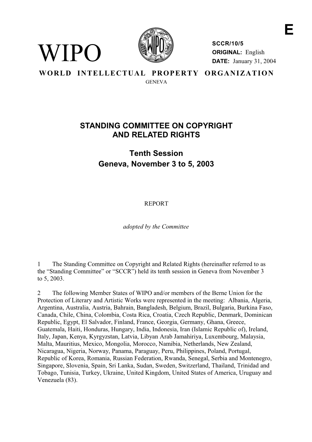 Standing Committee on Copyright and Related Rights s2