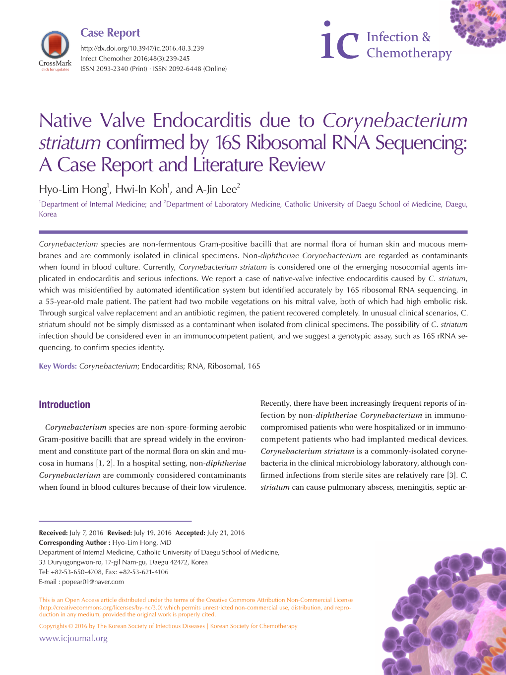 Native Valve Endocarditis Due to Corynebacterium Striatum