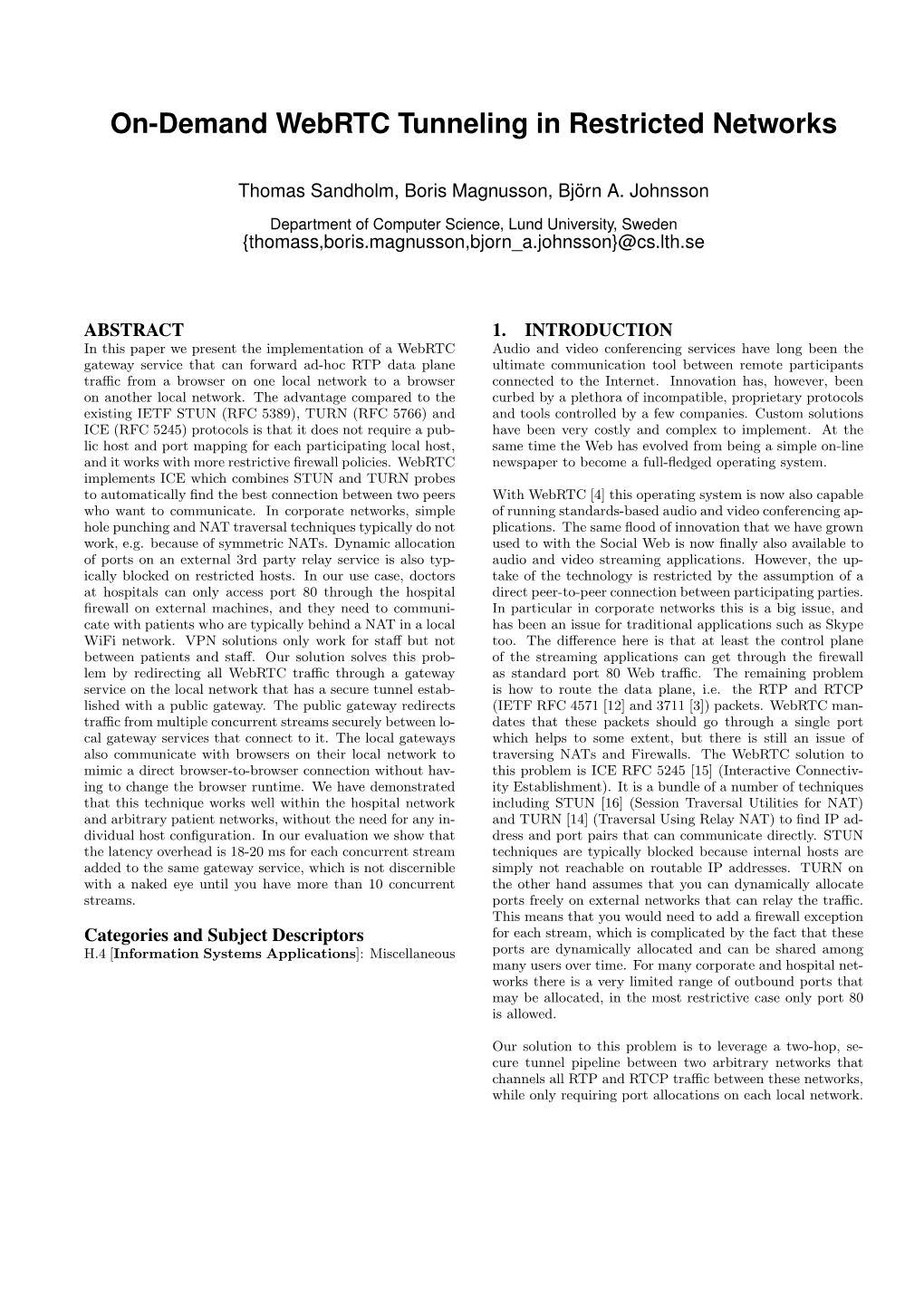 On-Demand Webrtc Tunneling in Restricted Networks