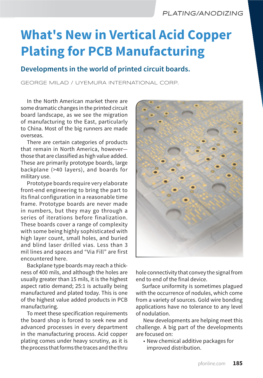 Vertical Acid Copper Plating for PCB Manufacturing Developments in the World of Printed Circuit Boards