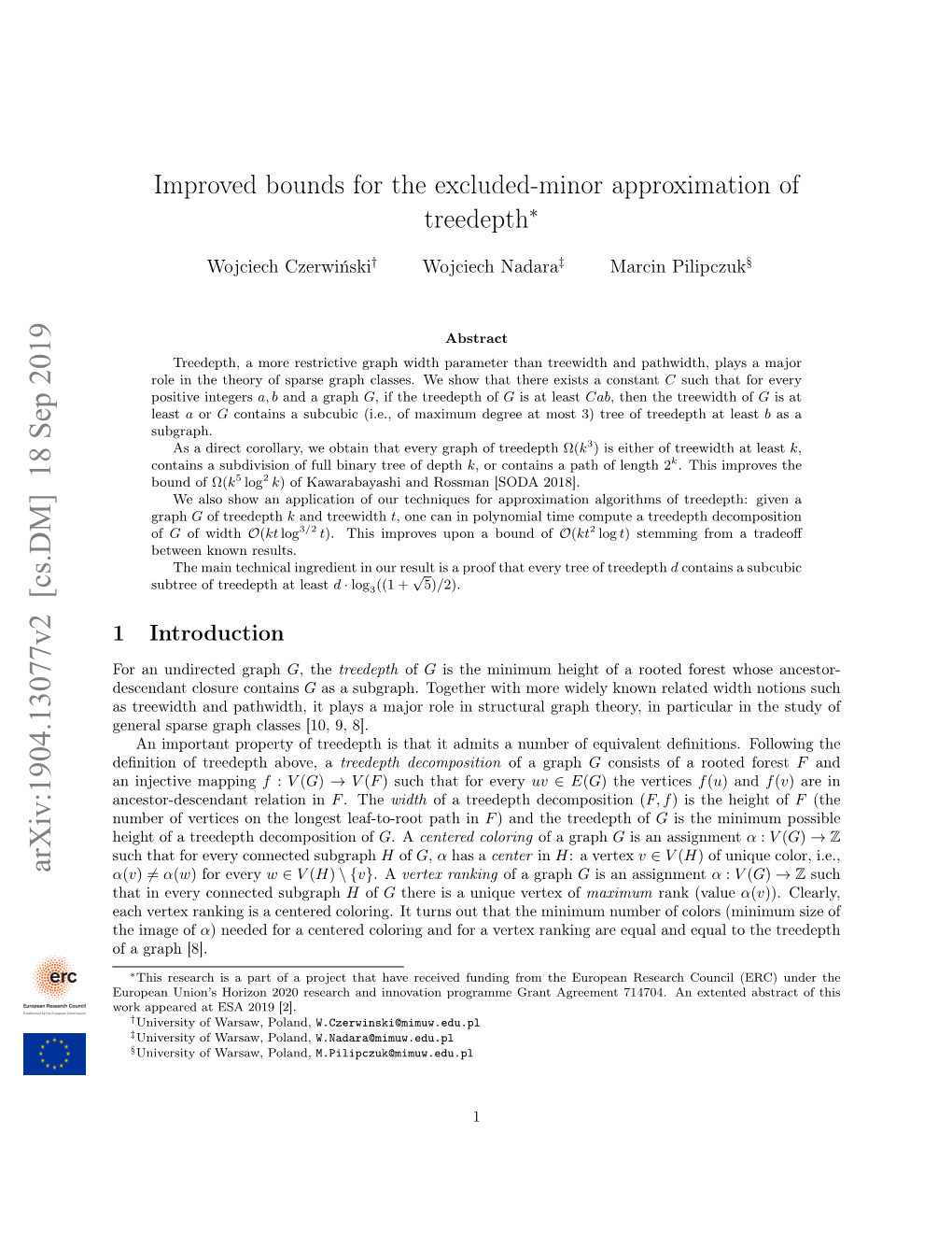 Improved Bounds for the Excluded-Minor Approximation of Treedepth∗