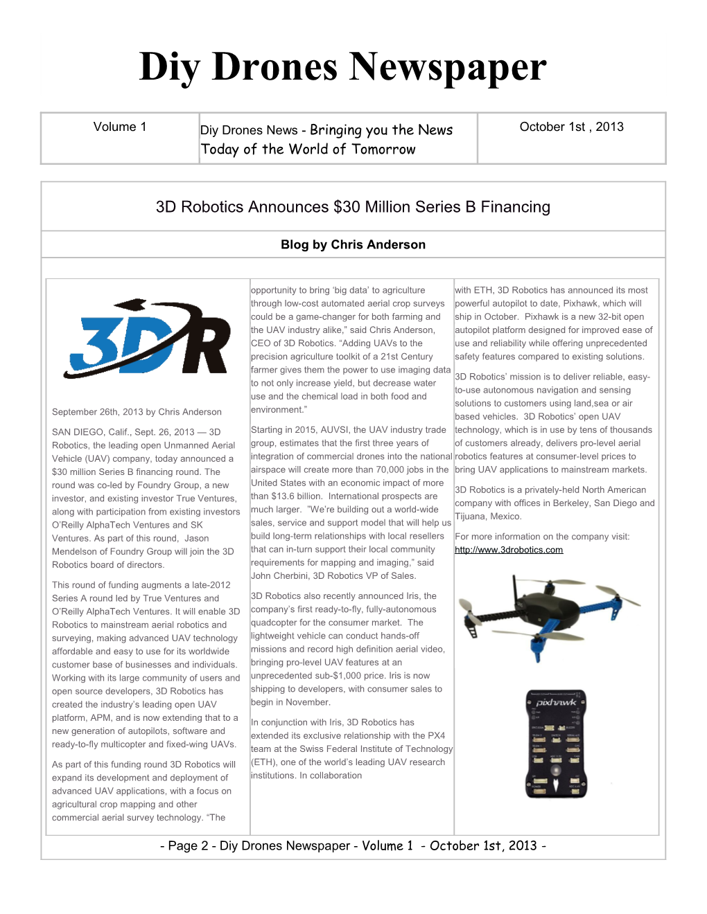 Diy Drones Newspaper - Volume 1