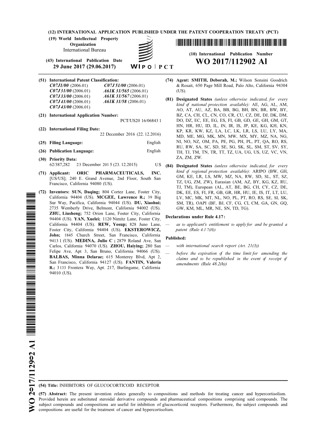 WO 2017/112902 Al 29 June 2017 (29.06.2017) P O P C T