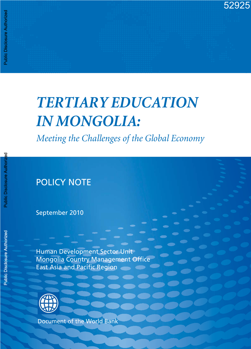 Tertiary Education in Mongolia