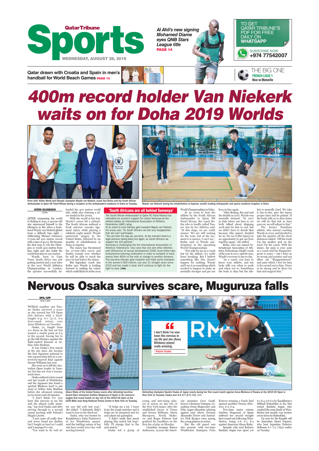 400M Record Holder Van Niekerk Waits on for Doha 2019 Worlds