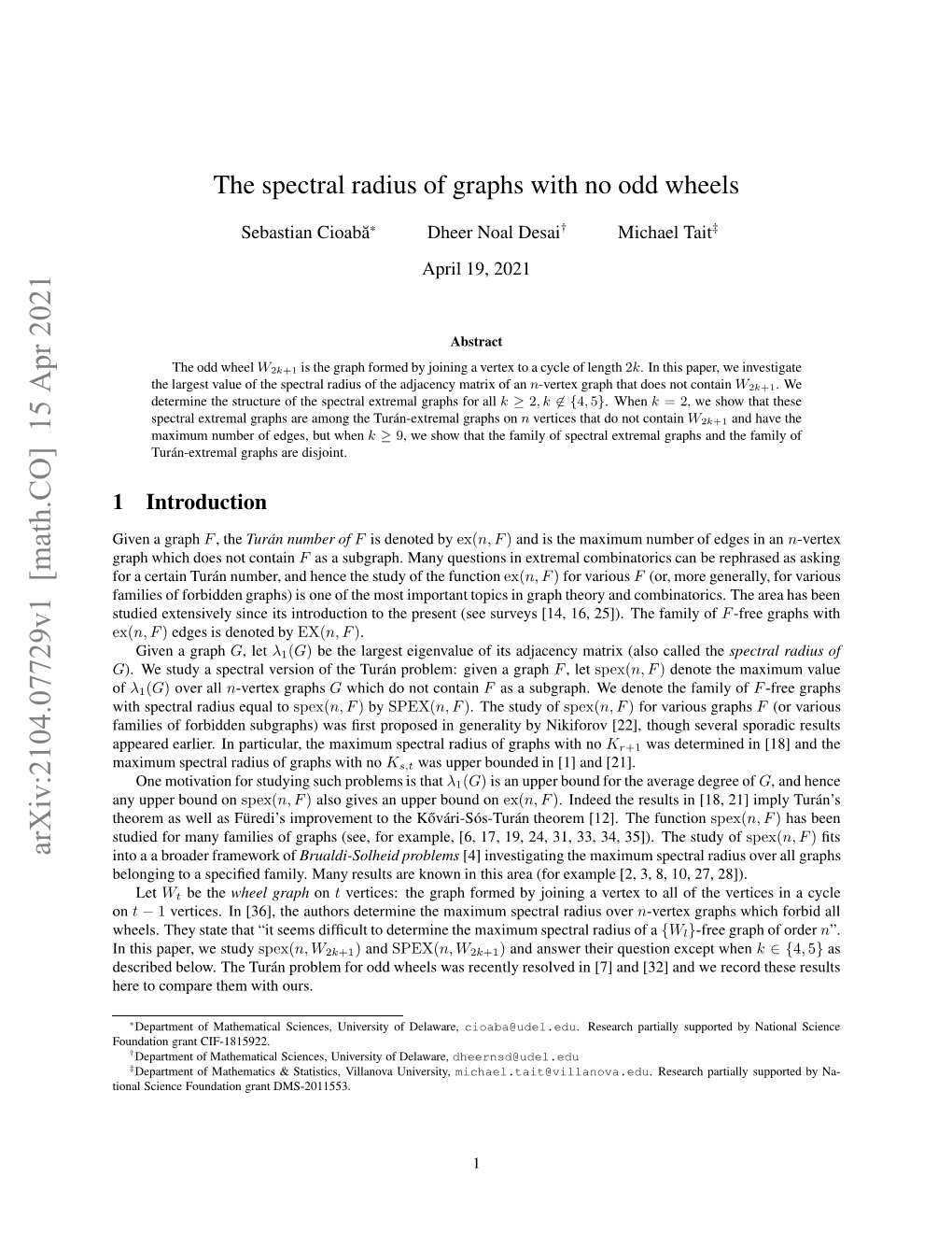 The Spectral Radius of Graphs with No Odd Wheels