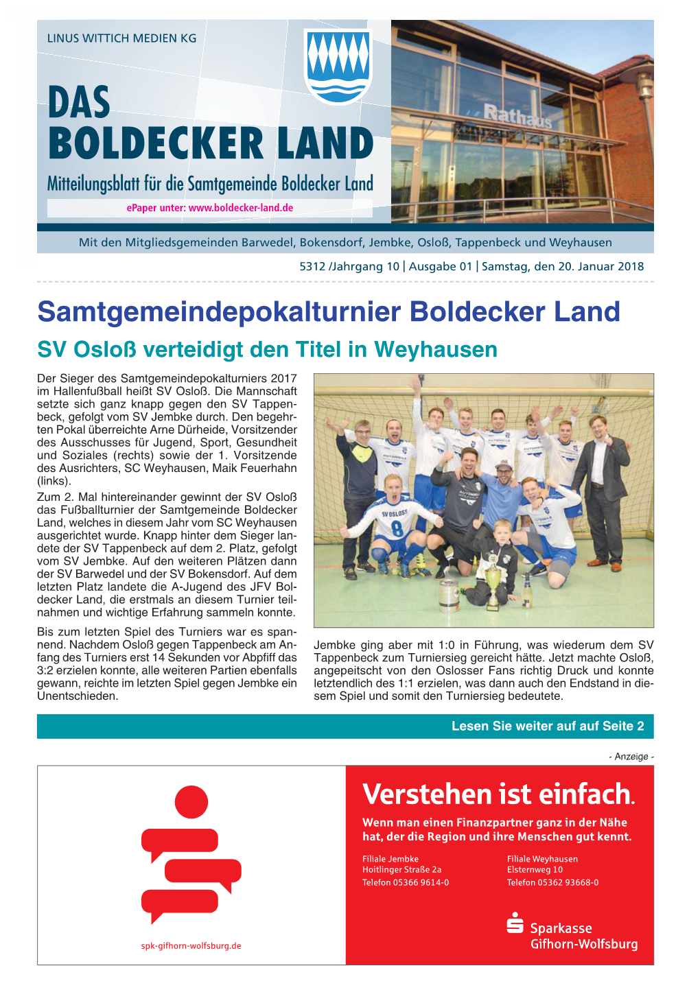 Mitteilungsblatt Für Die Samtgemeinde Boldecker Land Epaper Unter