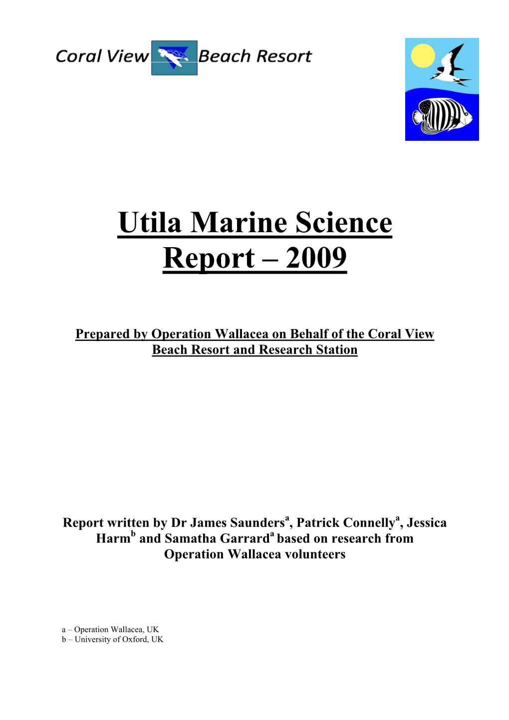 Utila Marine Science Report – 2009