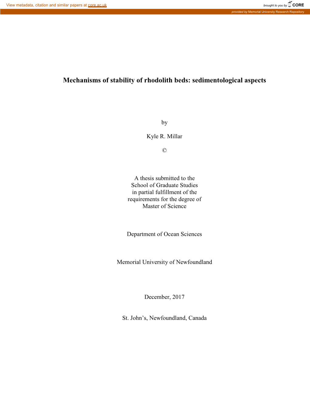 Mechanisms of Stability of Rhodolith Beds: Sedimentological Aspects