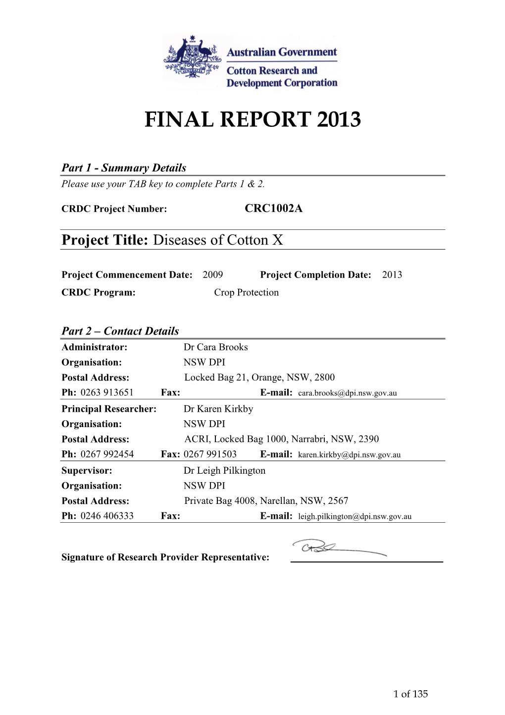 Final Report 2013