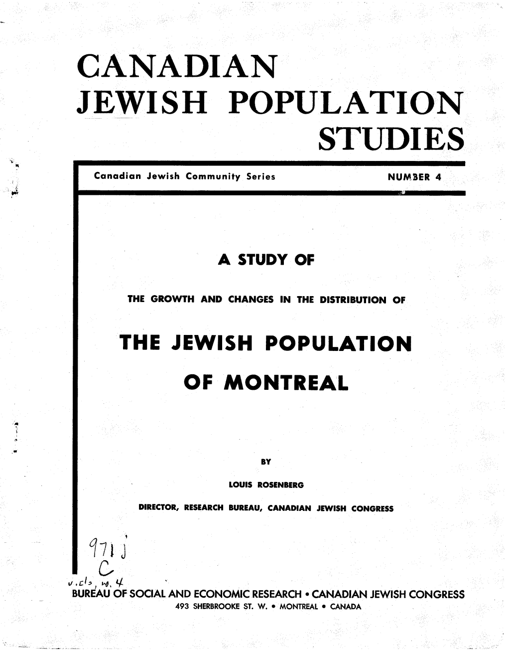 Canadian Jewish Population Studies