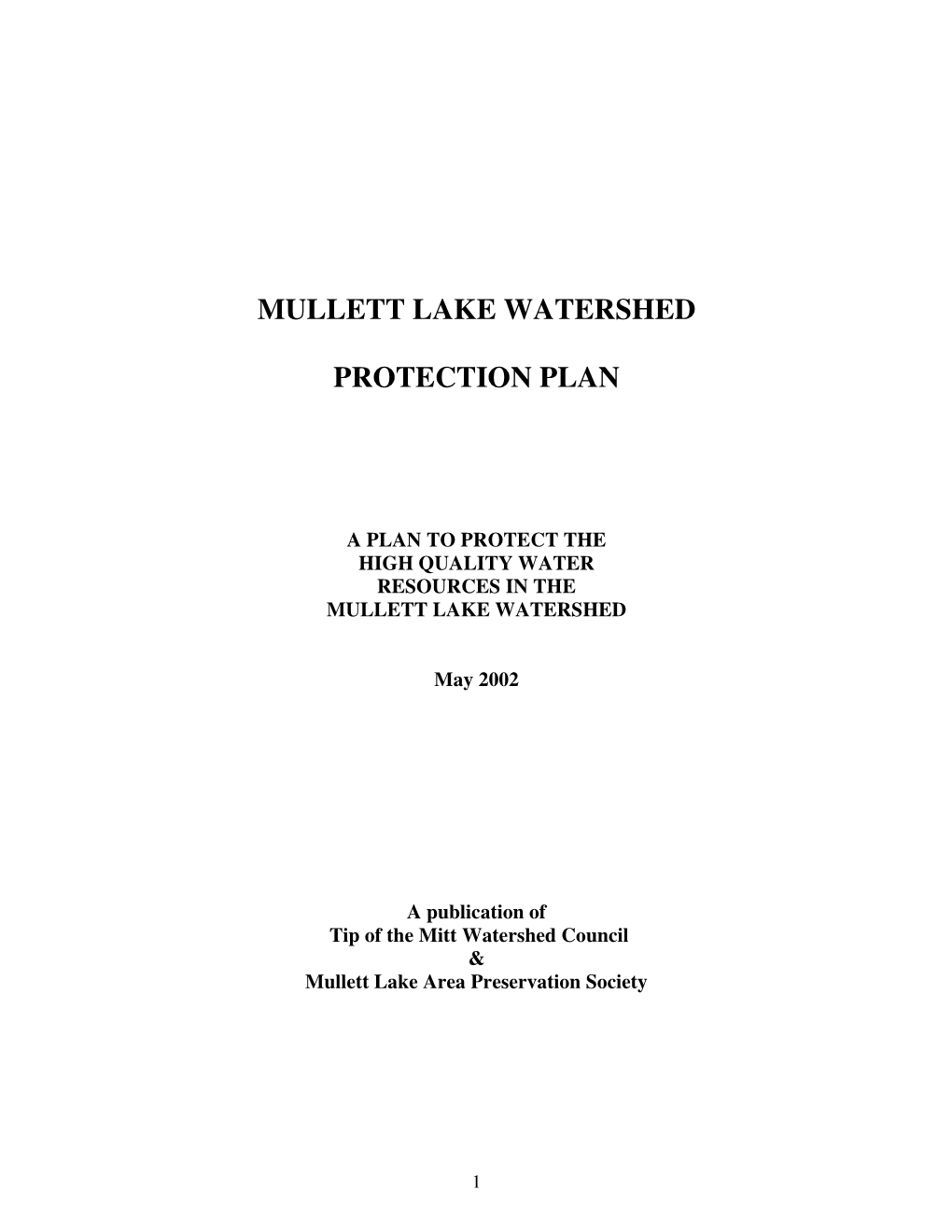 Mullett Lake Watershed Protection Plan