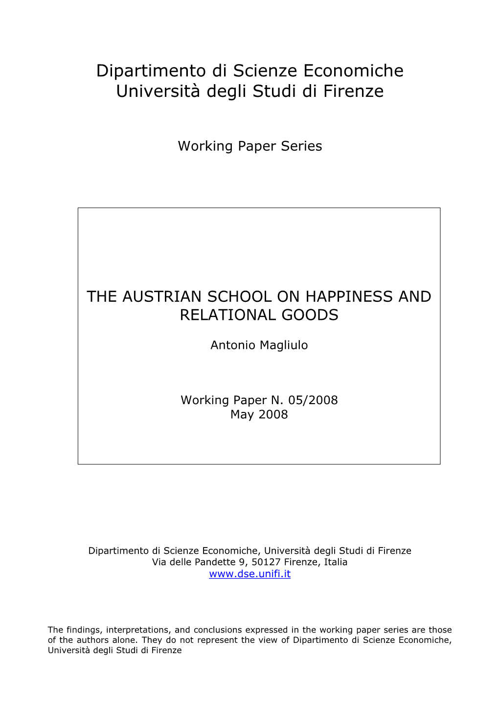 The Austrian School on Happiness and Relational Goods