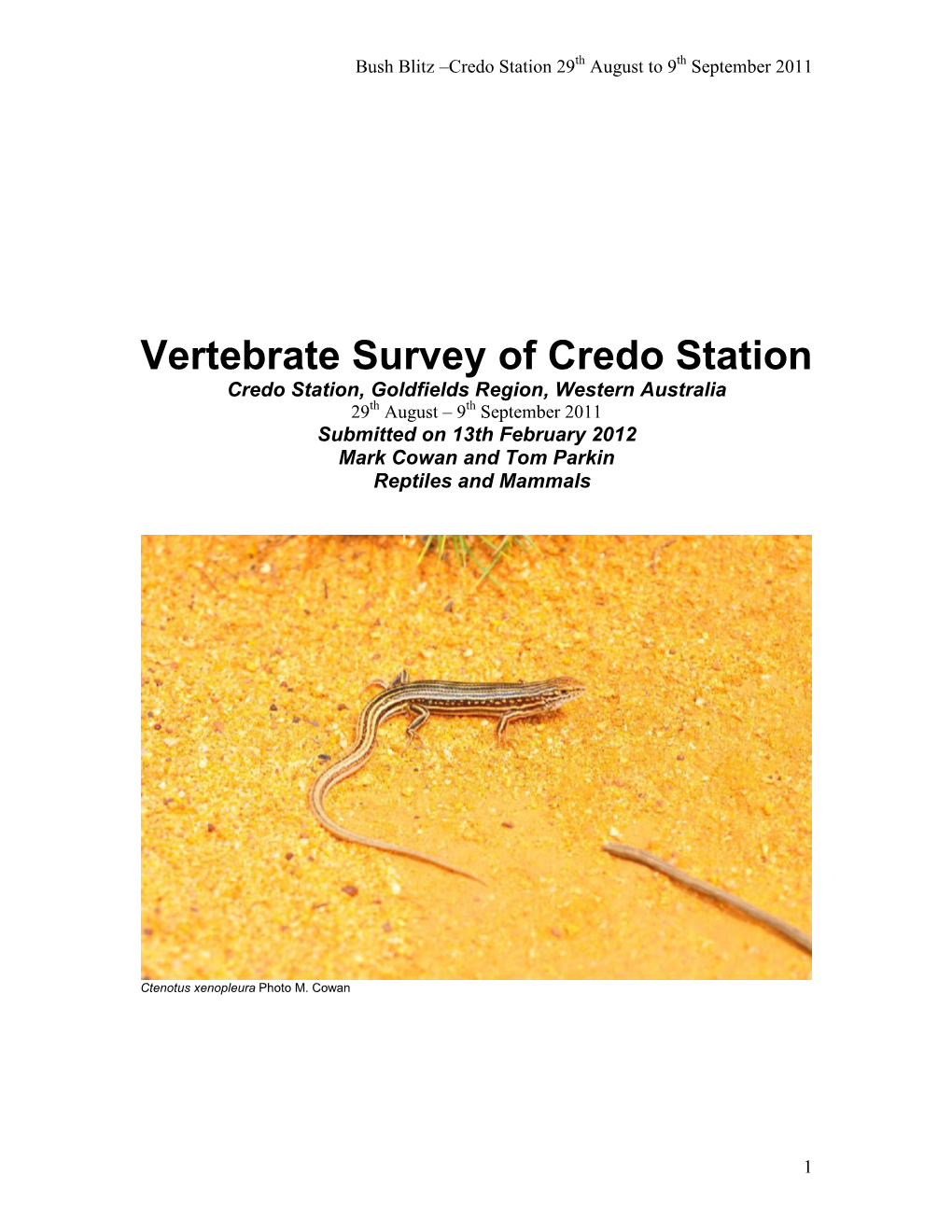 Vertebrate Survey of the Nanutarra Block