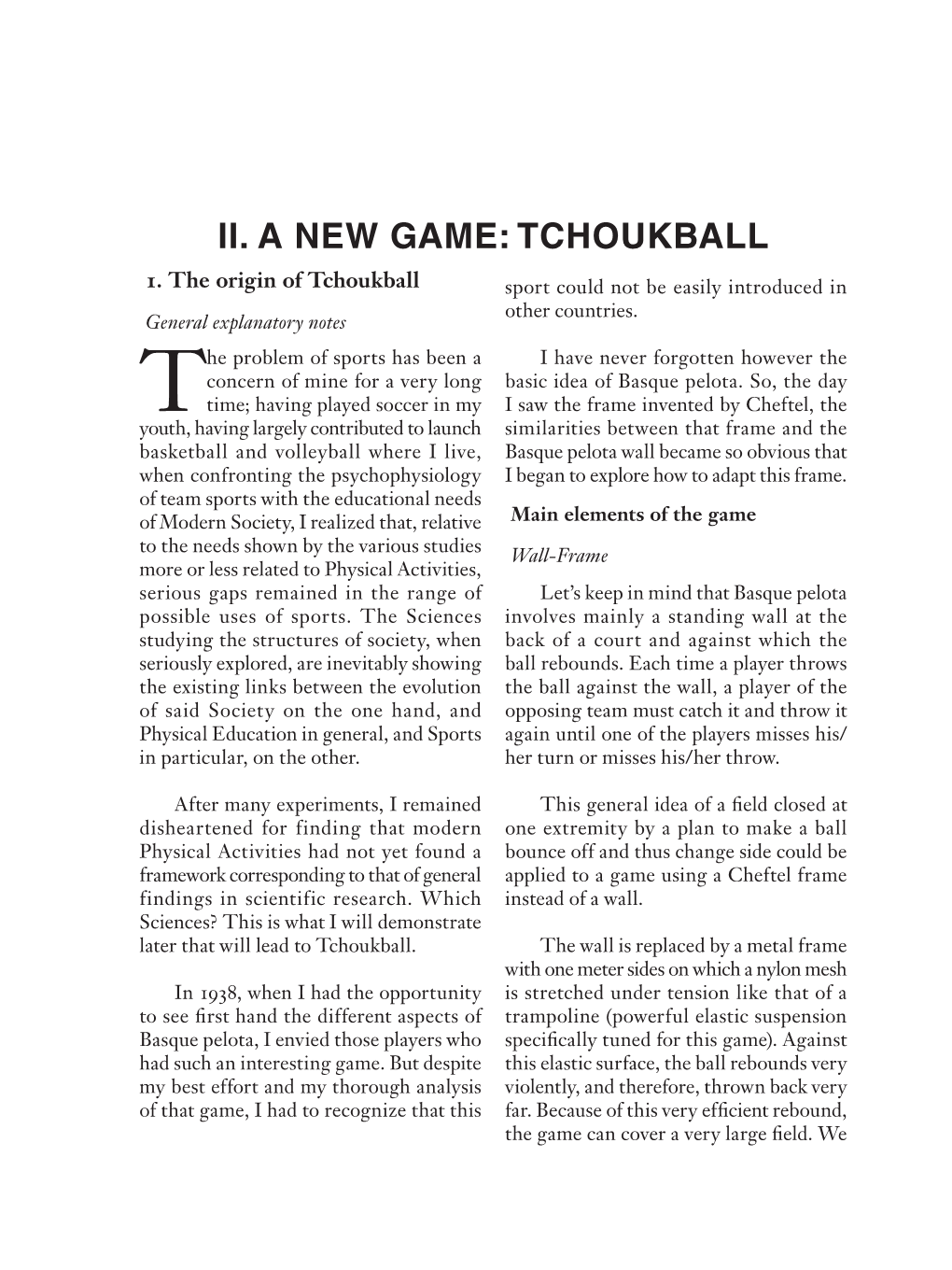 Ii. a New Game: Tchoukball