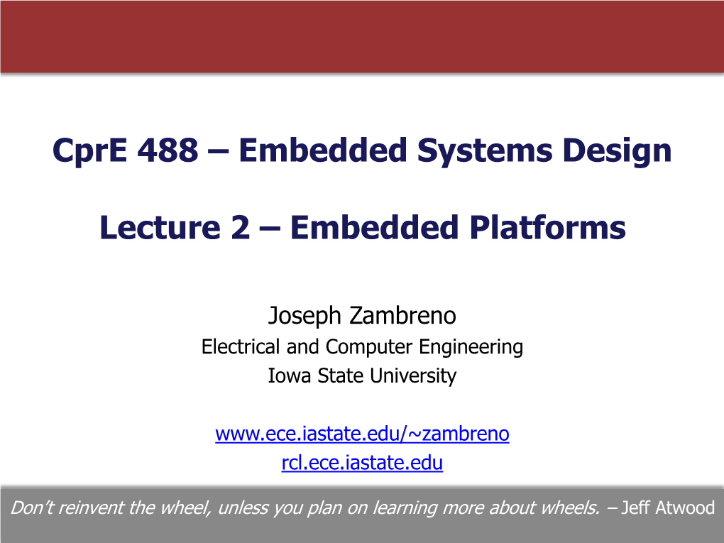 Cpre 488 – Embedded Systems Design