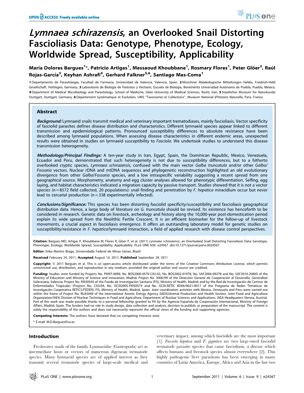 Lymnaea Schirazensis, an Overlooked Snail Distorting Fascioliasis Data: Genotype, Phenotype, Ecology, Worldwide Spread, Susceptibility, Applicability