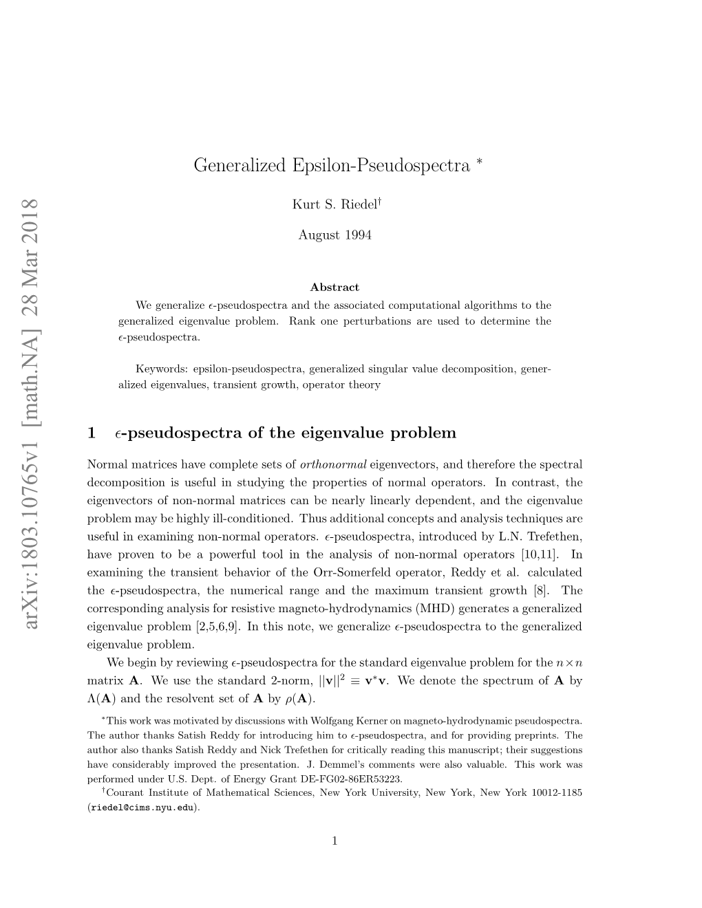 Generalized Epsilon-Pseudospectra, Keywords: Euetesadr 2-Norm, Standard the Use We