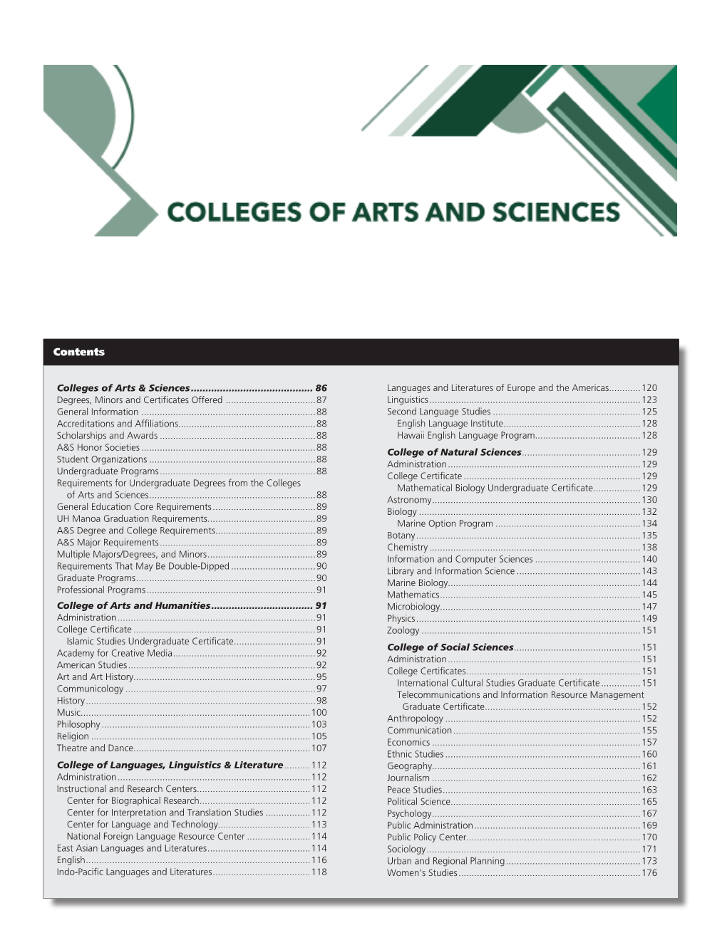 Colleg3e of Arts and Sciences