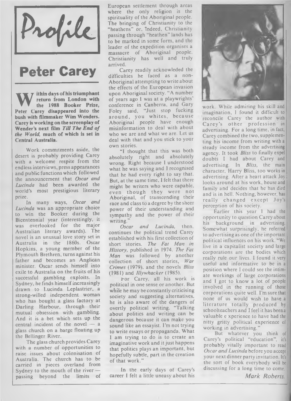 Profile: Peter Carey