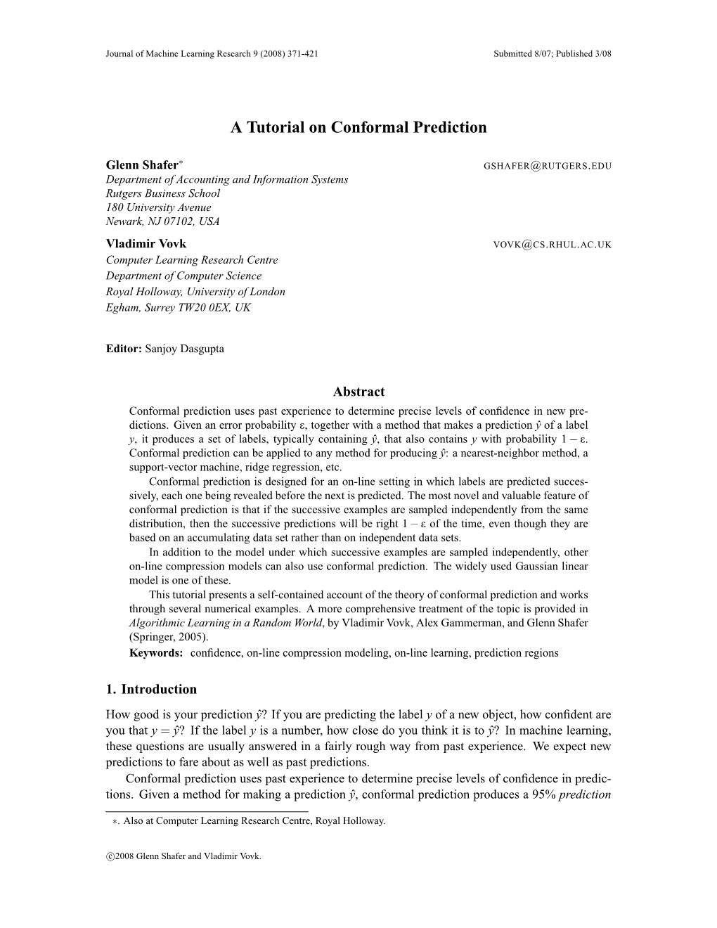 A Tutorial on Conformal Prediction